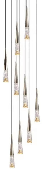 Modern Simple Crystal Staircase Chandelier Light, D24", Black