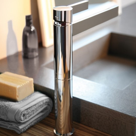 CASO Luxury Designer Bathroom Faucet, Black, Without pop-up drain, Polished Nickel