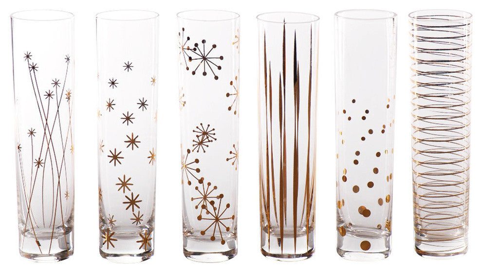 "Centuri" Champagne Glass, Golden Decal (Set of 6)