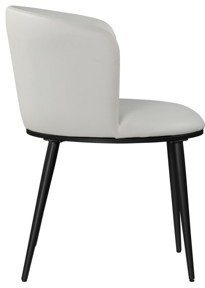 Skylar Dining Chair, Set of 2, White Faux Leather, Matte Black Iron Legs