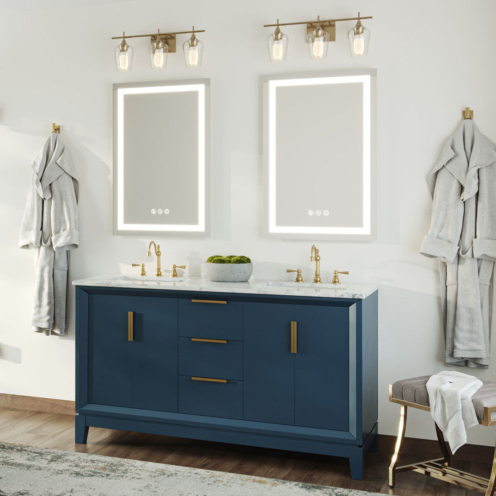 The Ezra Bathroom Vanity, Monarch Blue, 60", Double Sink, Freestanding