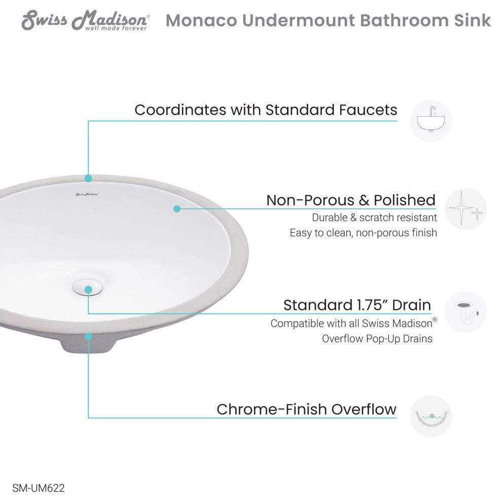 Monaco 19" Oval Under-Mount Bathroom Sink