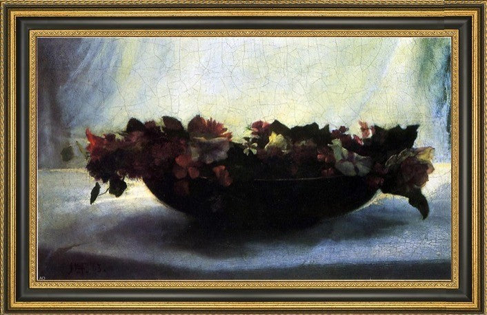 John La Farge Bowl of Flowers Framed Premium Canvas Print, 16"x24"