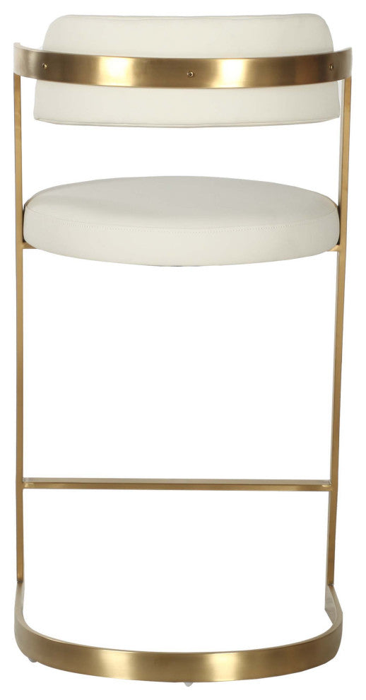Shandra Beige Pleather, Gold Counter Stool