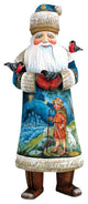 Artistic Wood Carved Santa Claus and Shepherd Boy Sculpture