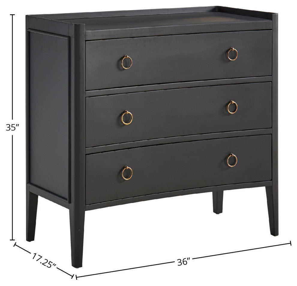 Tiffany 36" 3-Drawer Storage Chest, Black