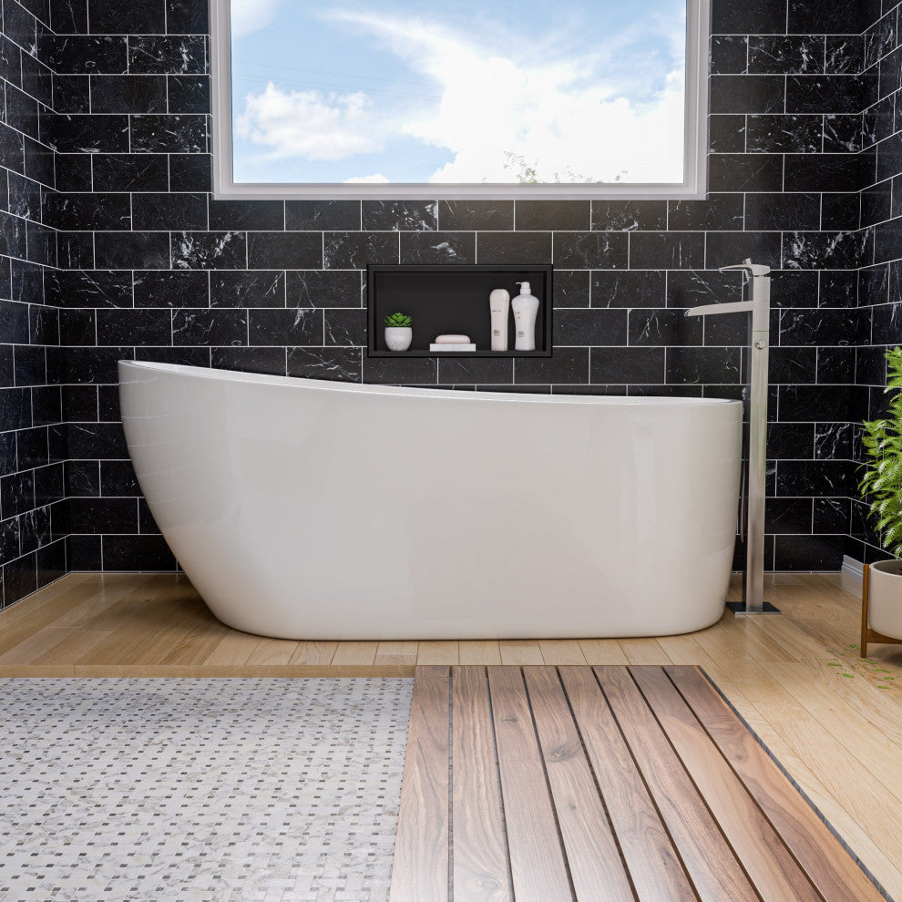 ALFI brand AB2843-BN Brushed Nickel Single Hole Floor Mounted Tub Filler