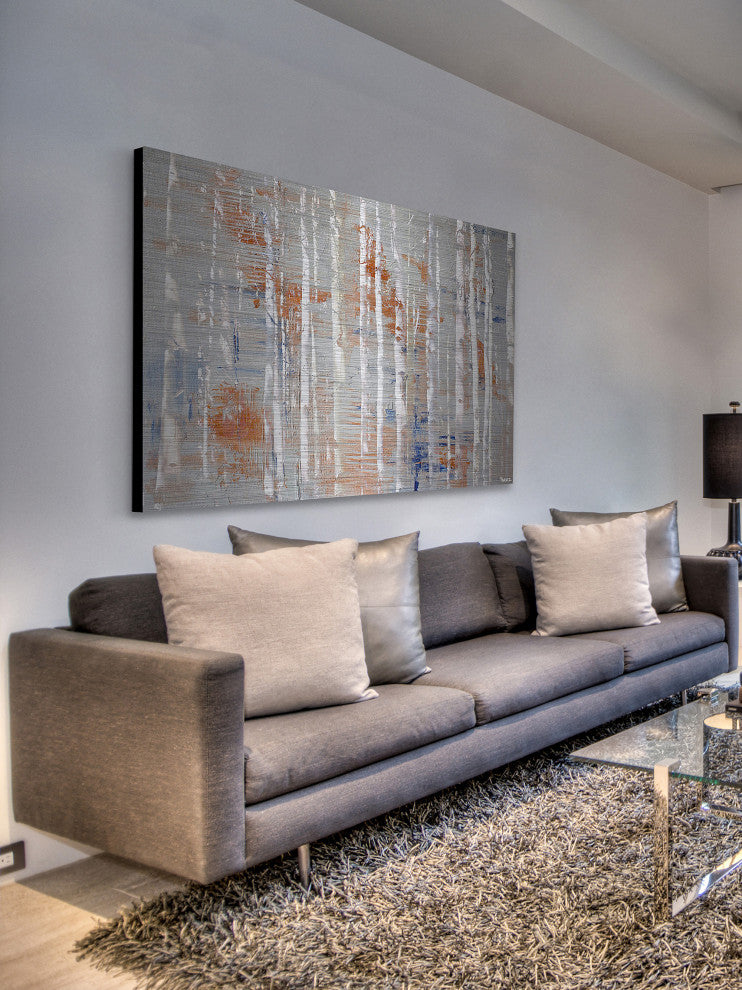 "Peachy Trees" Painting Print on Brushed Aluminum, 36"x24"