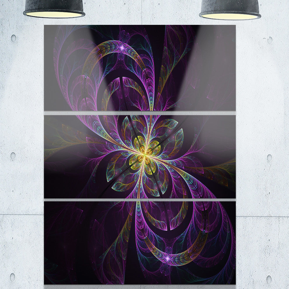 "Purple Abstract Floral Shapes" Metal Wall Art, 3 Panels, 28"x36"