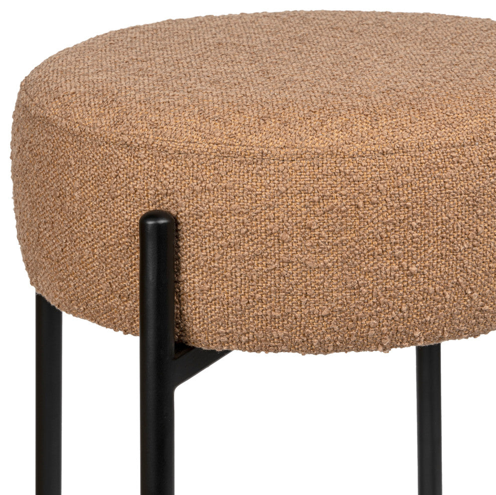 Paola Modern Minimalist Round Backless Metal Cushioned Bar Stool