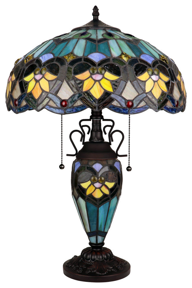 Kendall Tiffany 3-Light Victorian Doublelit Table Lamp 16" Shade