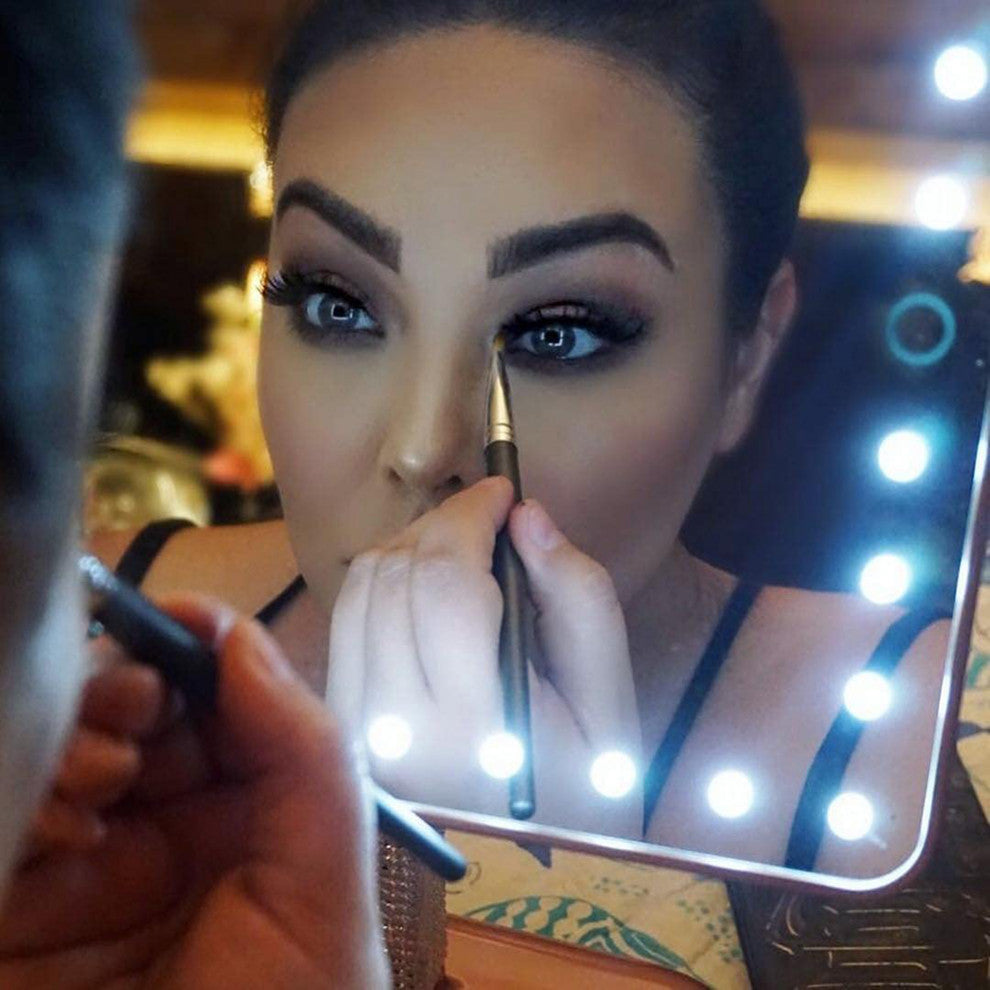 Touch Pro LED Makeup Mirror With Bluetooth Speaker and USB, Champagne Gold