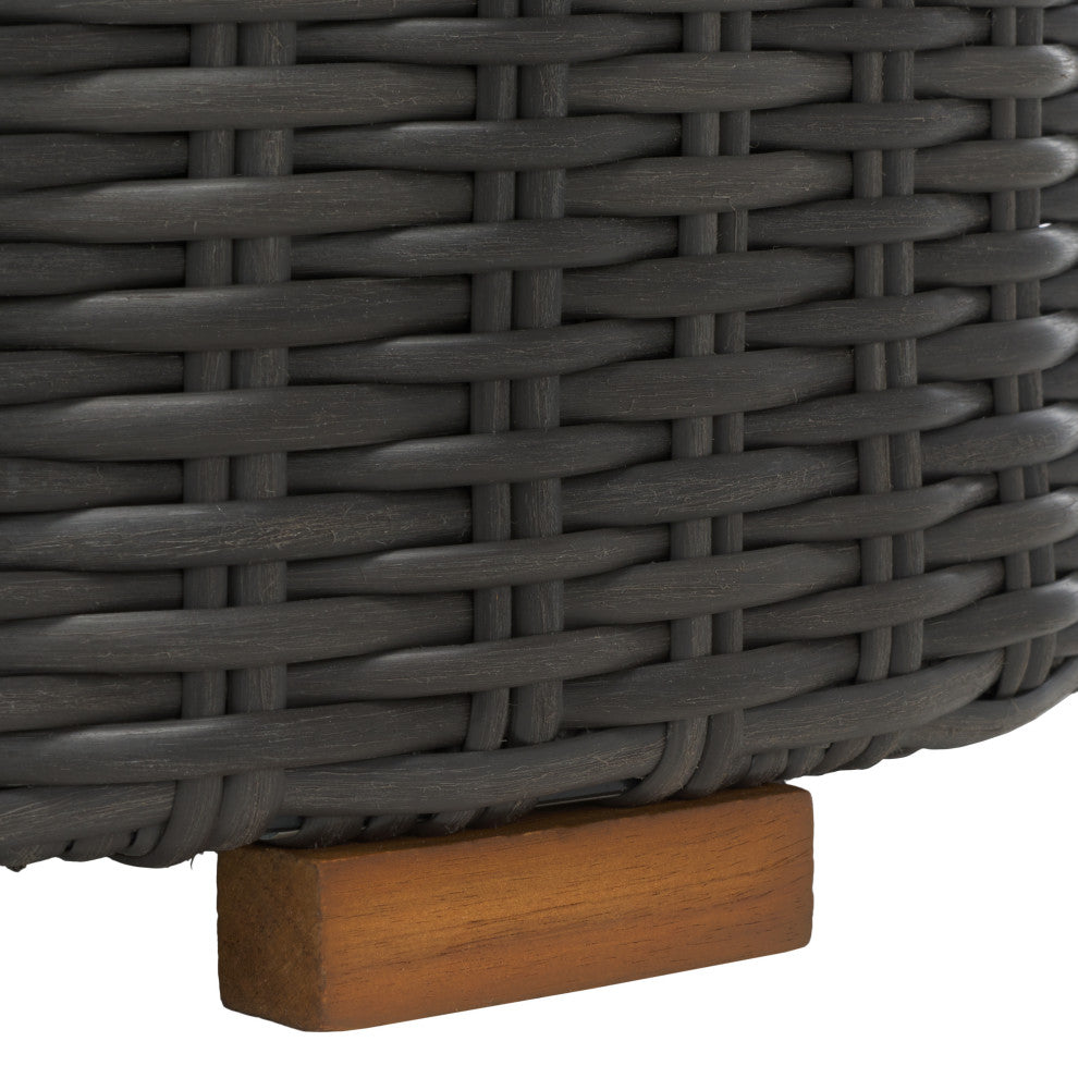 Safavieh Couture Indoor-Outdoor Anguilla Wicker Coffee Table, Dark Grey