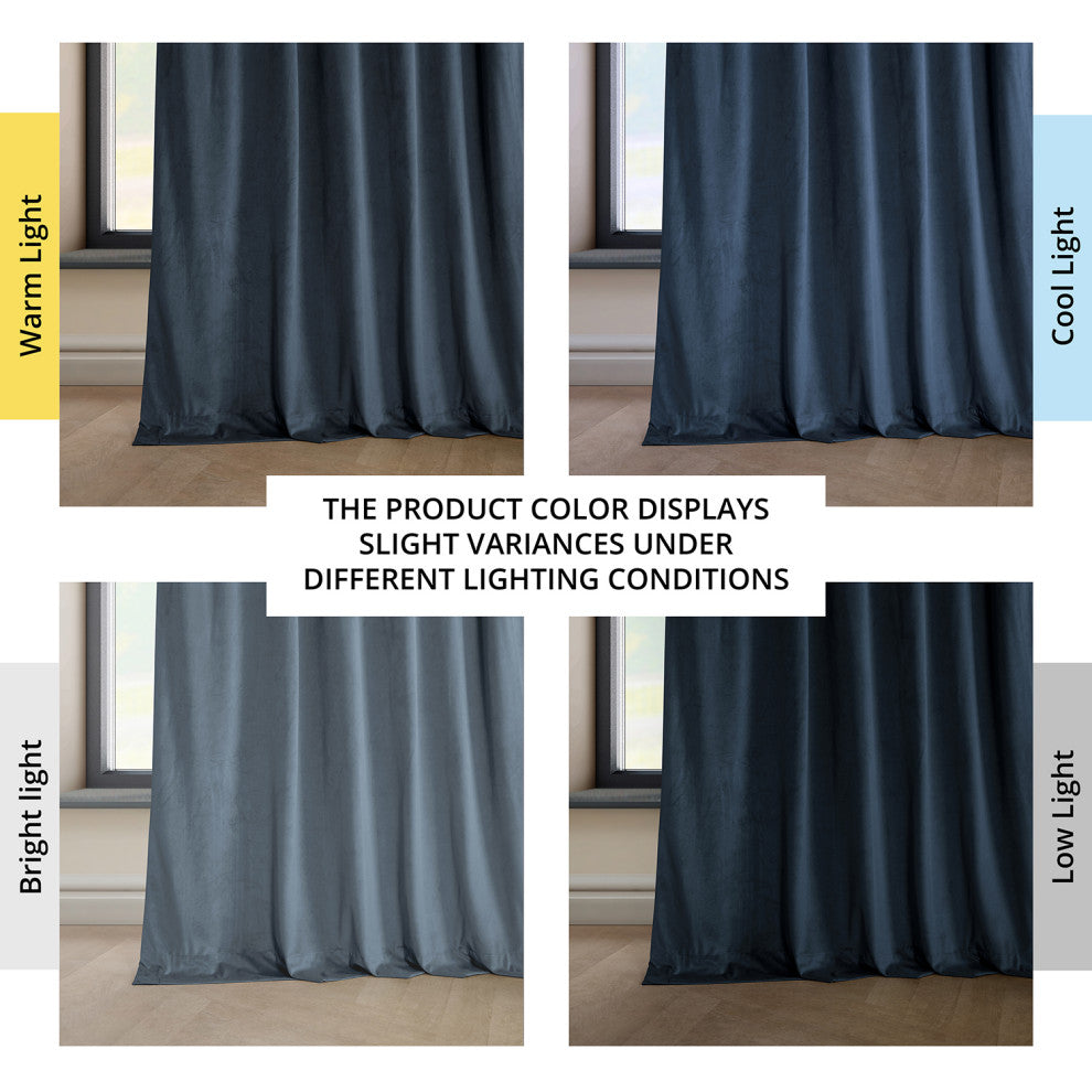 Heritage Plush Velvet Curtain Single Panel, London Blue, 50"x96"