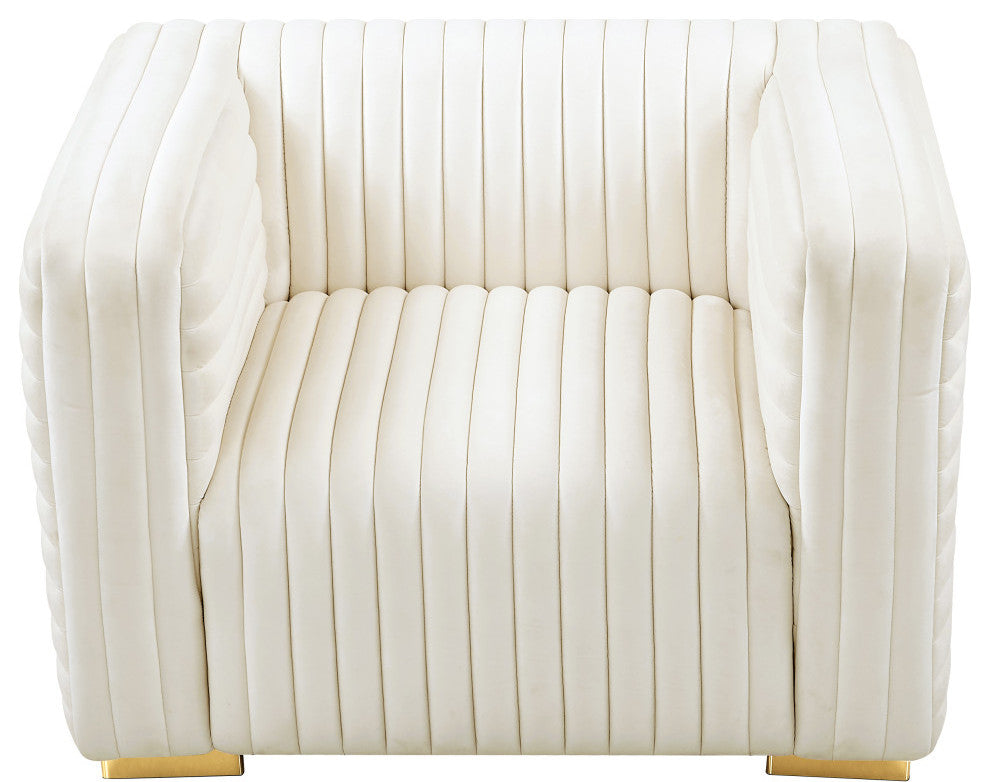 Ravish Velvet Upholstered Chair, Cream, Chair