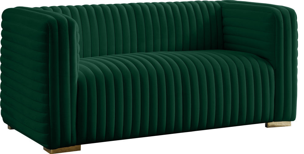 Ravish Velvet Upholstered Chair, Green, Loveseat