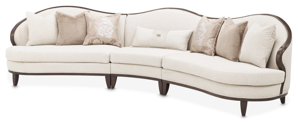 Camellia Field 3-Piece Chenille Sofa, Linen/Warm Pecan