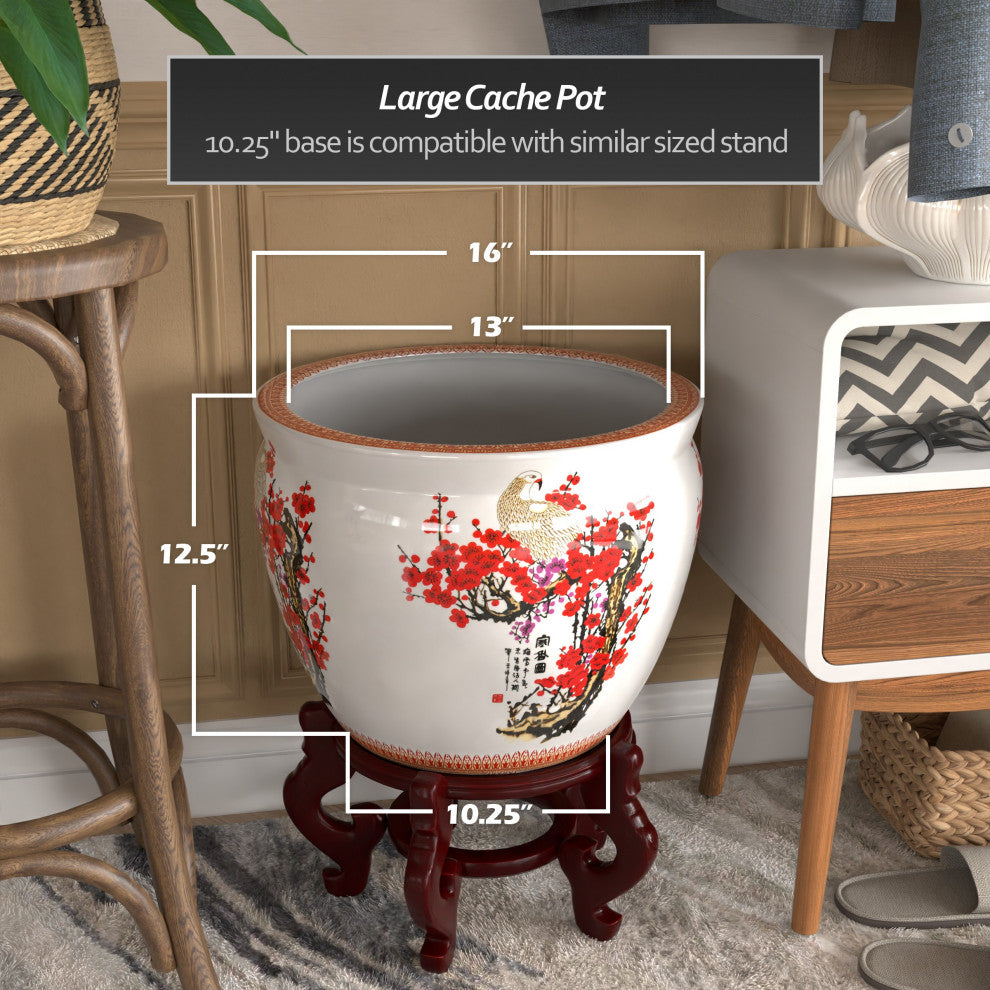 16" Cherry Blossom Porcelain Fishbowl