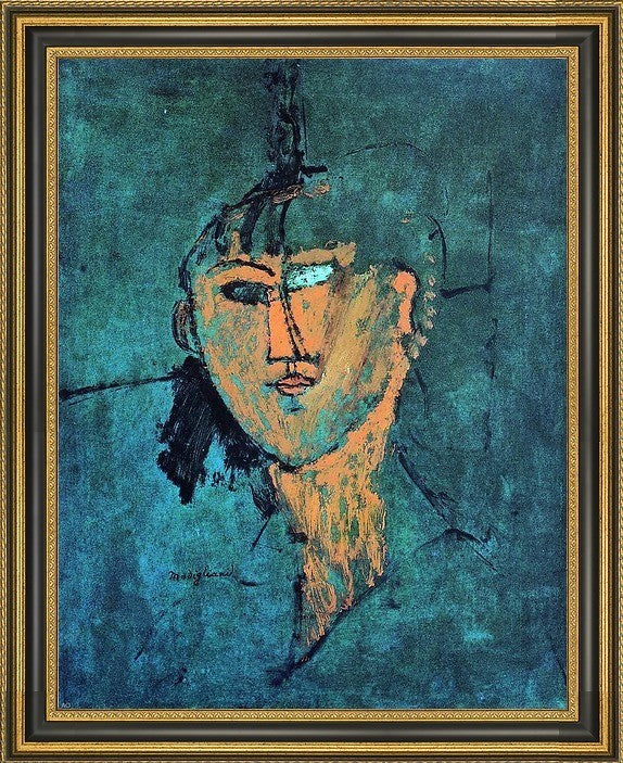 Amedeo Modigliani Head - 21" x 28" Framed Premium Canvas Print