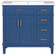 36 Inch Bathroom Vanity with Resin Sink, Blue