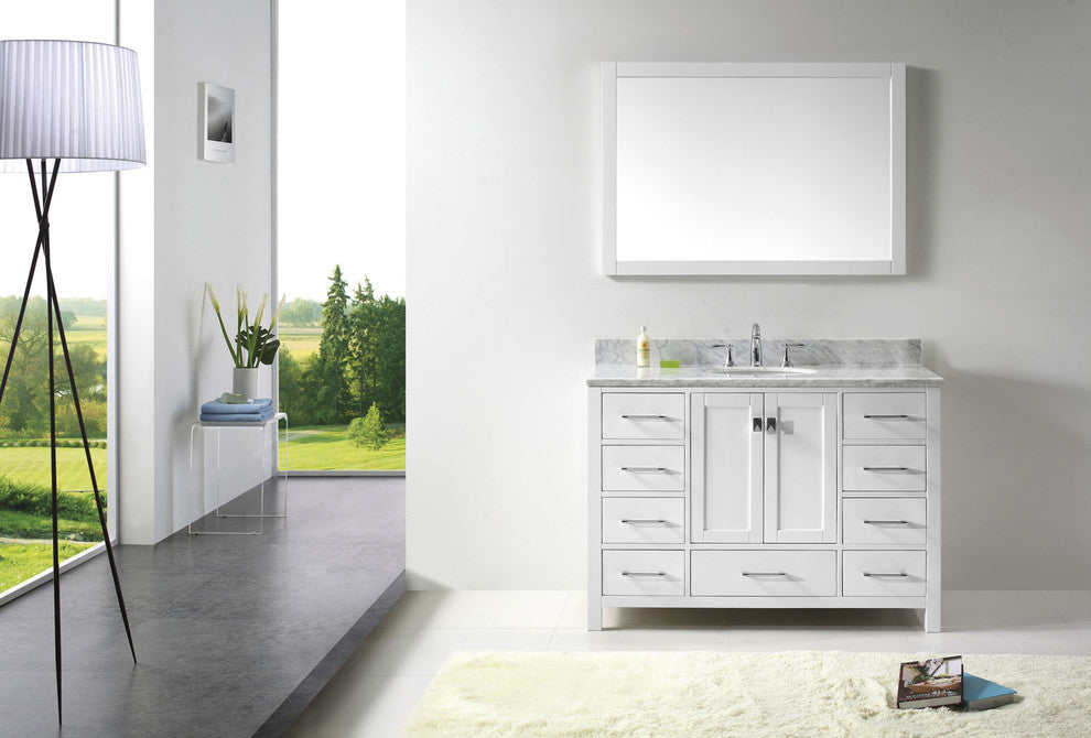 Caroline Avenue 48" Single Bathroom Vanity Set Gray, Marble Top