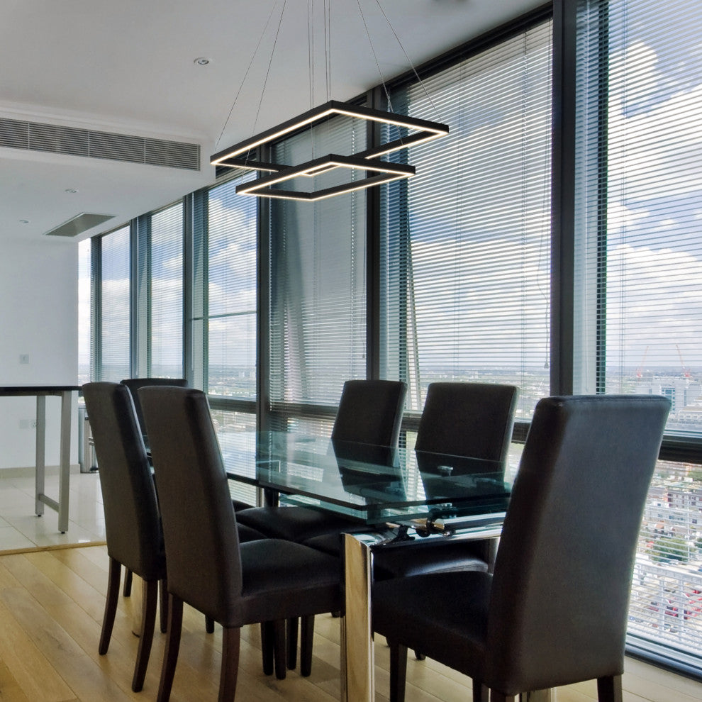 Atria Duo LED Adjustable 2-Tier Chandelier, Black