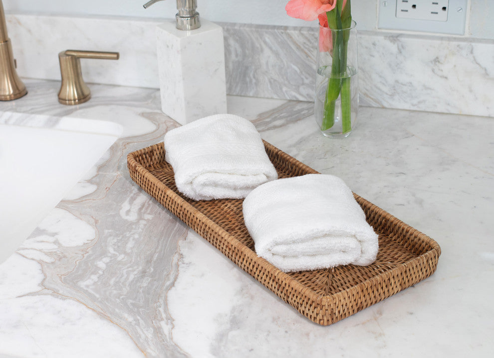 Artifacts Rattan™ Rectangular Vanity Tray, Honey Brown