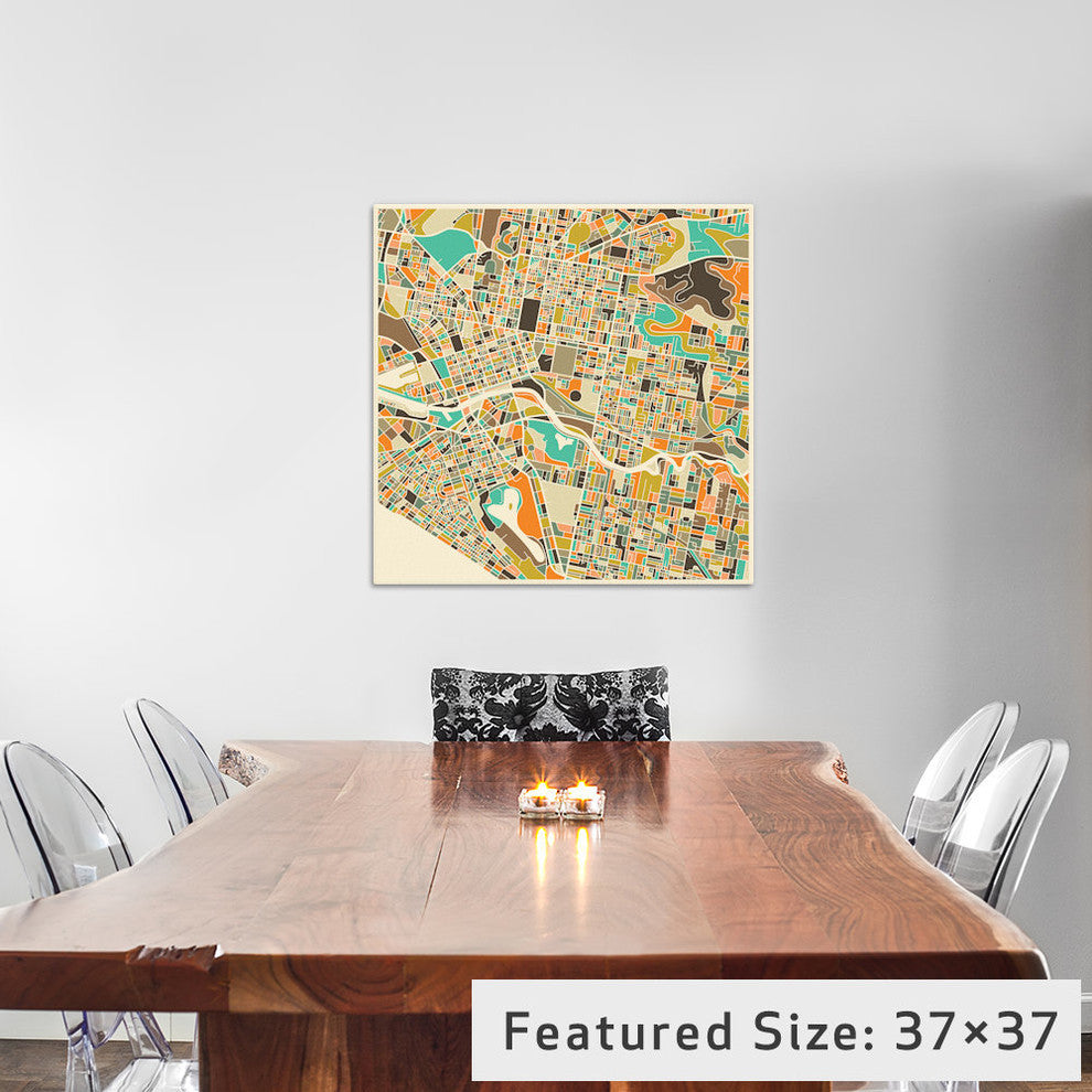 "Abstract City Map of Melbourne" by Jazzberry Blue, 37x37x1.5