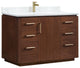San Bath Vanity with Stone Top, Natural Walnut, 48", Single Vanity, No Mirror