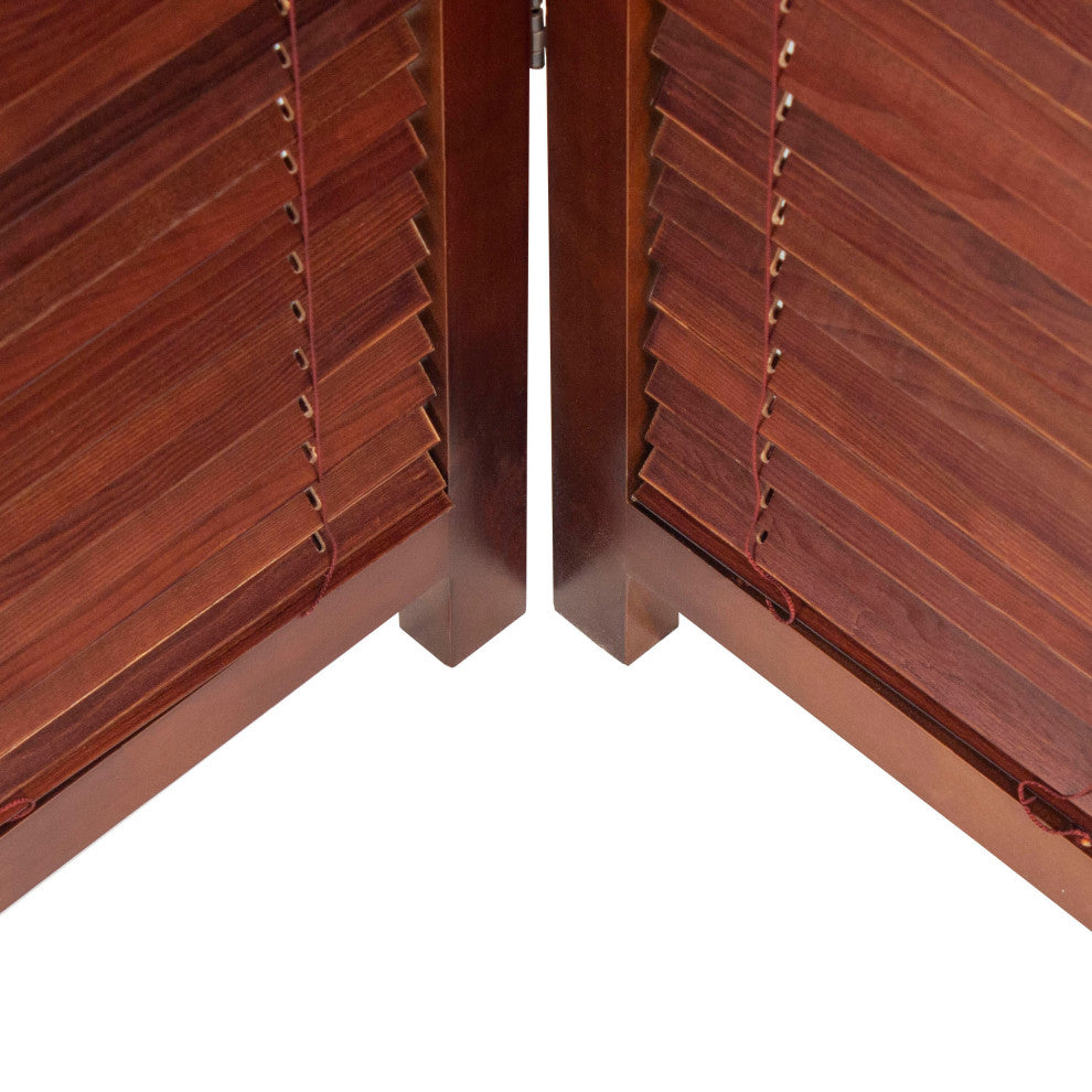6' Tall Adjustable Shutter Room, Walnut, 3 Panel