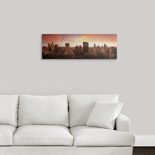 "Sunset Skyline Chicago IL" Canvas Art, 36"x12"x1.25"