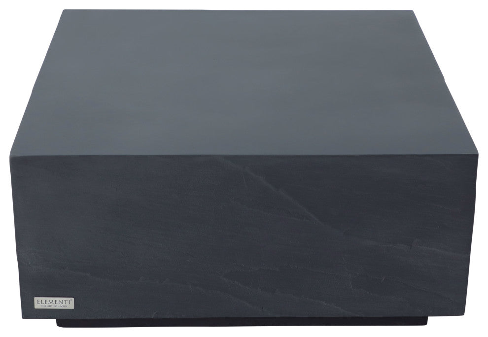 Colorado 34" Square Concrete Coffee Table, Slate Black