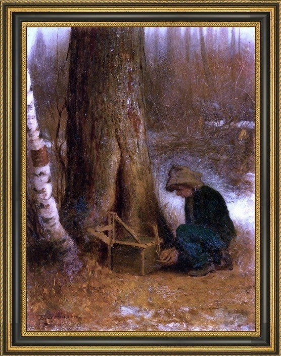 Eastman Johnson Setting the Trap Framed Premium Canvas Print, 18"x24"