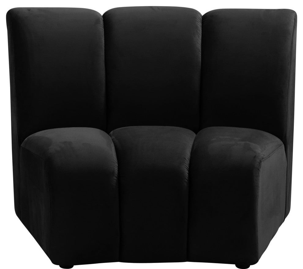 Infinity Channel Tufted Velvet Modular Chair, Black, 1 Piece