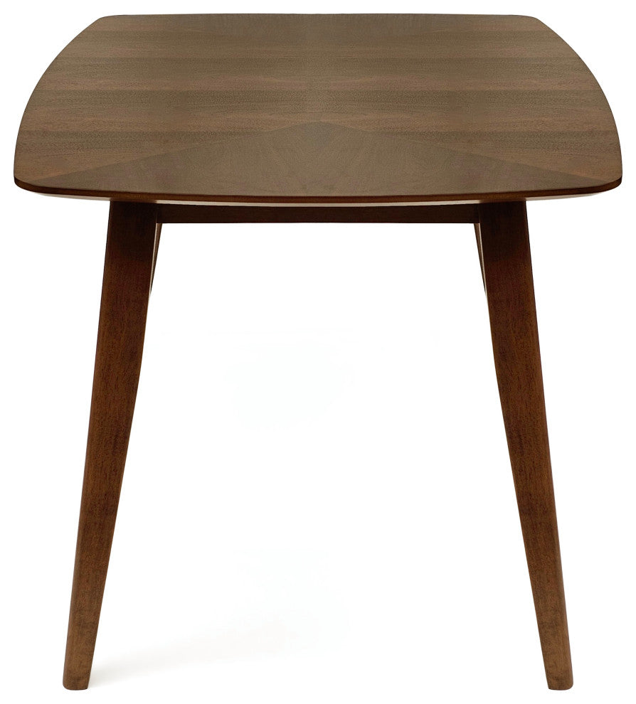 GDF Studio 7-Piece Mid-Century Dining Set, Table & 6 Chairs, Dark Gray/Walnut