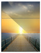 "Ocean Sunset With Pier" Photo Metal Wall Art, 3 Panels, 28"x36"