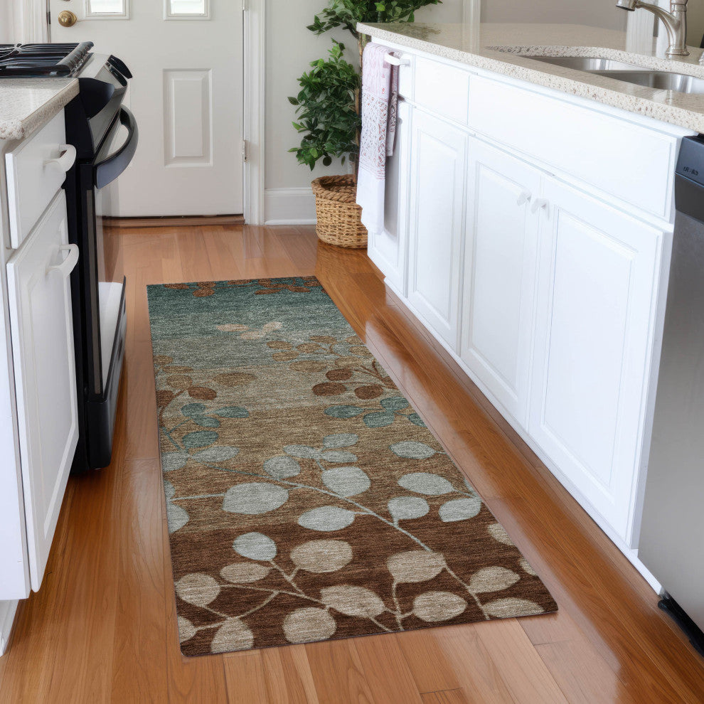 Machine Washable Indoor/Outdoor Chantille ACN1900 Mocha 2'3" x 7'6" Runner Rug