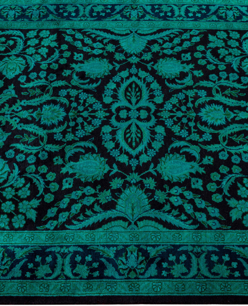 Overdyed One-of-a-Kind Hand-Knotted Area Rug Green, 3' 1" x 5' 3"