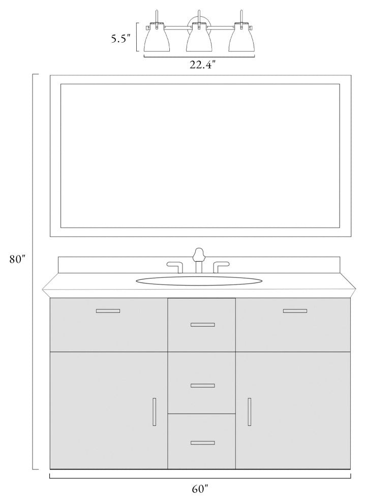 LNC Dawn Polished Gold Modern Crakled-Glass Wall Sconce, 3 Lights