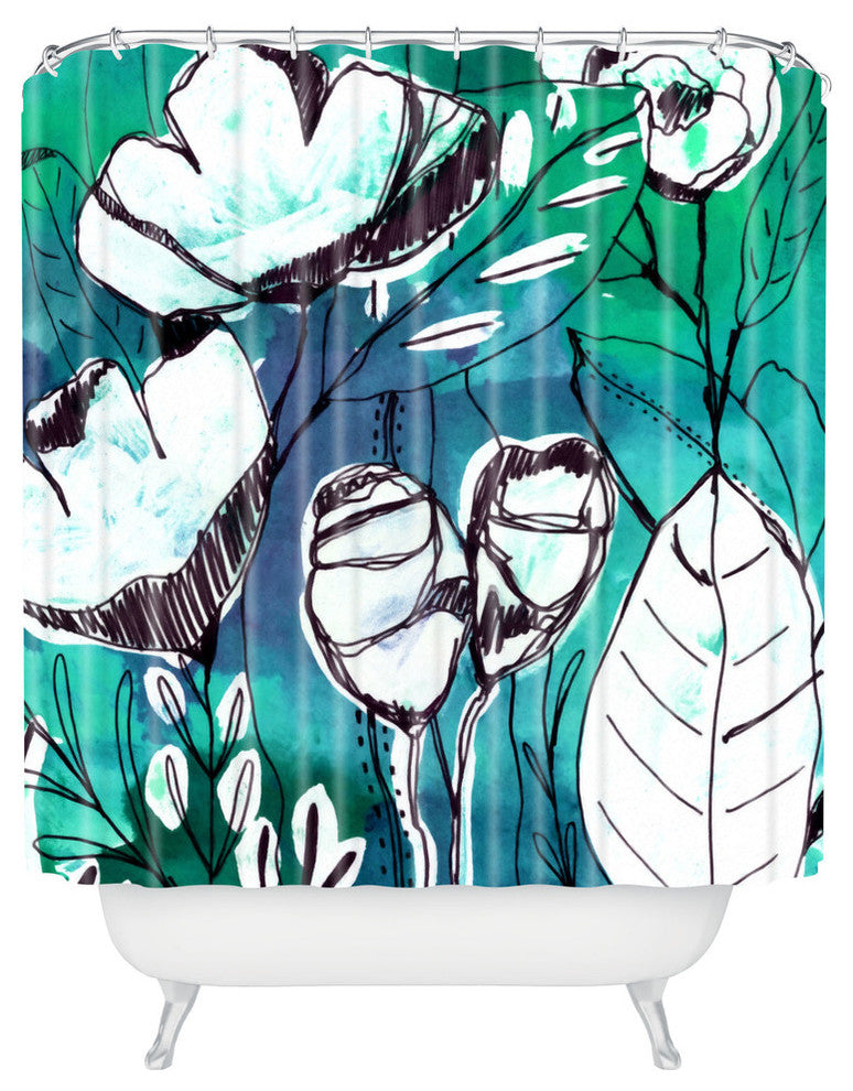 Deny Designs Cayenablanca Abstract Garden Shower Curtain