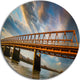 Old Bridge Over River On Cloudy Day, Bridge Round Metal Wall Art, 38"