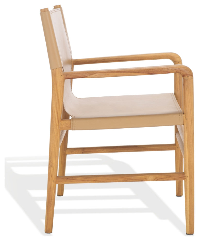 Safavieh Couture Cassaphina Leather Arm Chair, Tan/Natural