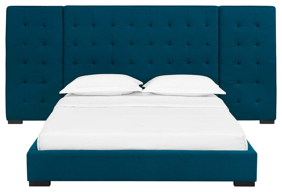 Azure Sierra Queen Upholstered Fabric Platform Bed
