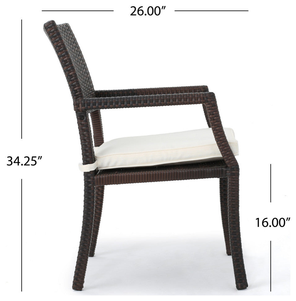 GDF Studio 7-Piece Edene Outdoor Wicker Rectangular Dining Set