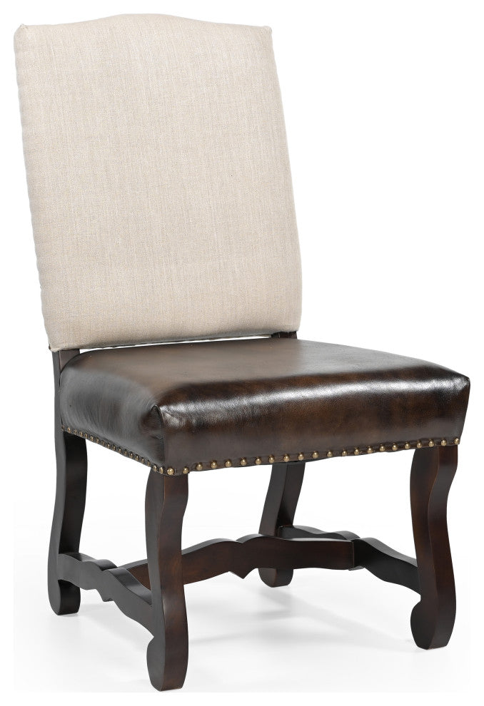 Kelcy Upholstered Dining Chairs, Set of 2, Beige/Dark Brown