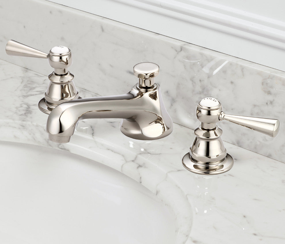 Lever Handles-American Widespread Lavatory Faucet, Polished Nickel Pvd Finish, L