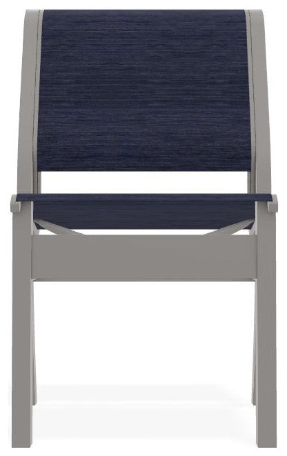 Leeward Sling Stackable Outdoor Dining Chair, Collect Indigo/Warm Gray