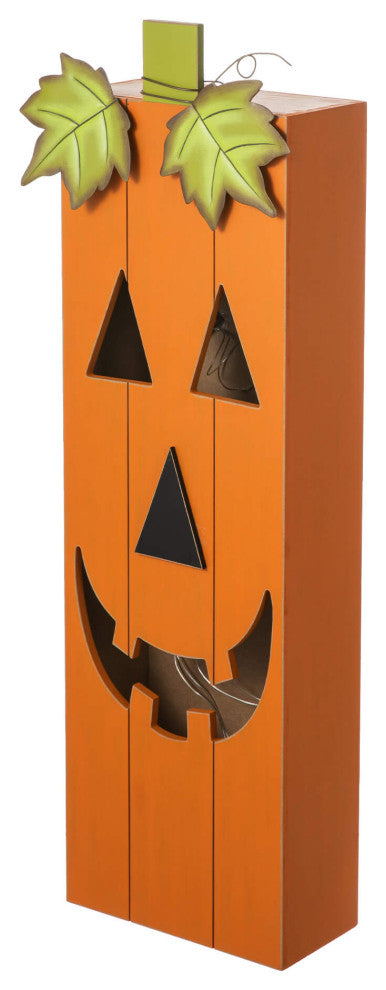 30" Height Lighted Halloween Wooden Pumpkin Porch Decor