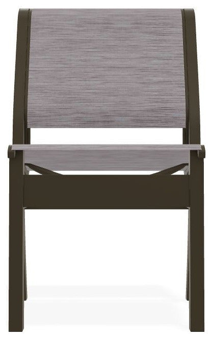 Leeward Sling Stackable Outdoor Dining Chair, Fossil/Beachwood