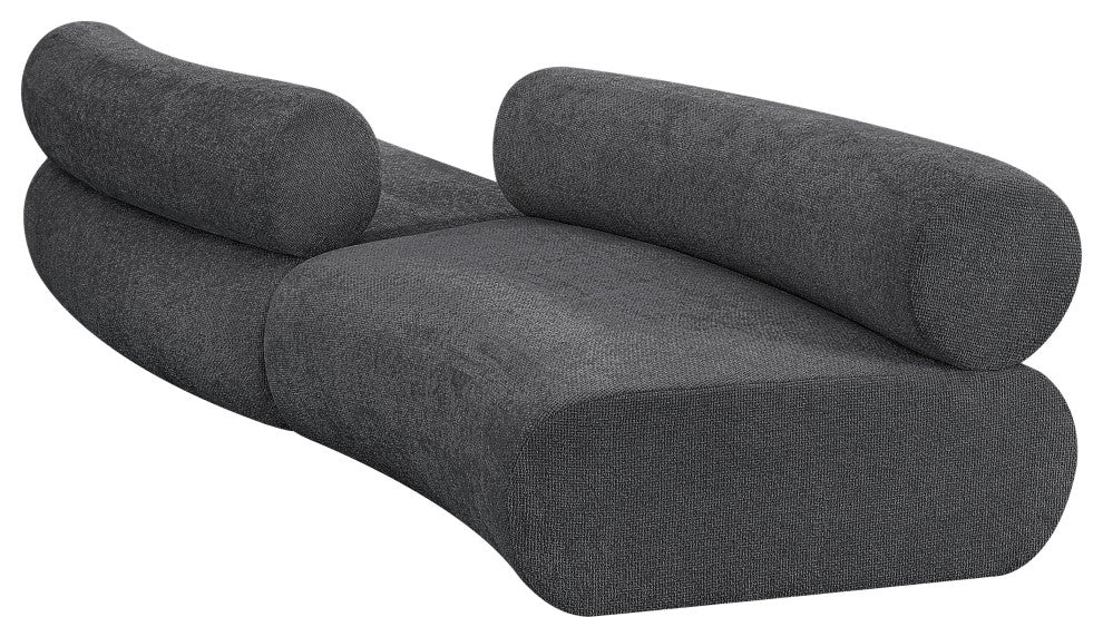 Bale Cream Chenille Fabric Modular Sofa, Gray, 2-Piece, S-Shaped
